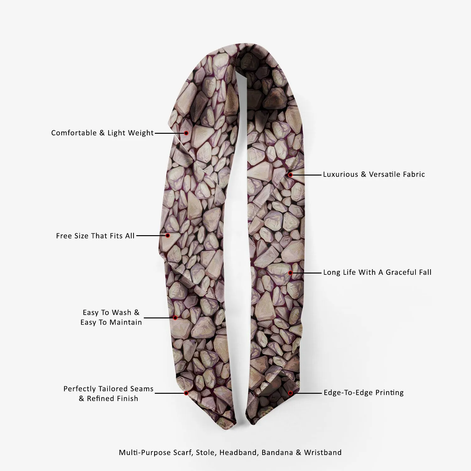 Abstract Art Printed Scarf | Neckwear Balaclava | Girls & Women | Soft Poly Fabric