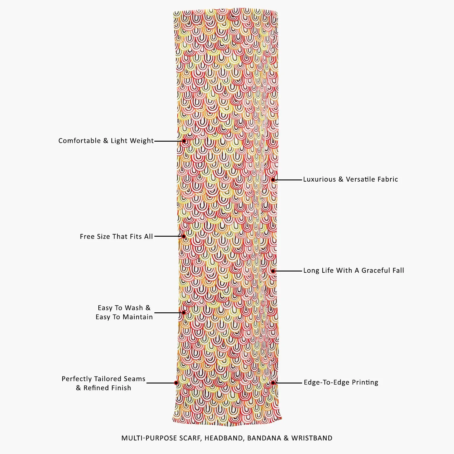 Abstract Doodles Printed Wraparound Infinity Loop Scarf | Girls & Women | Soft Poly Fabric