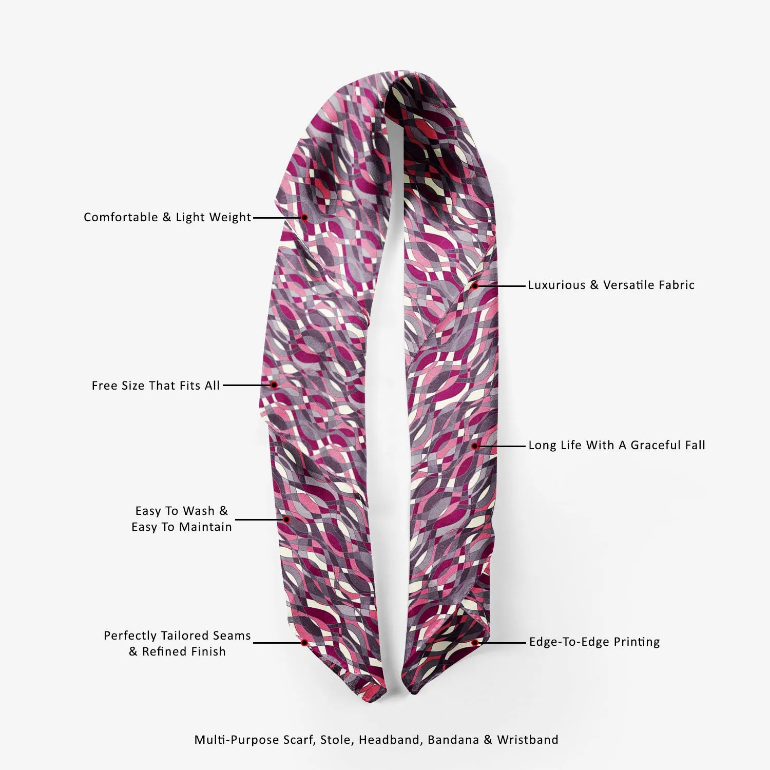 Abstract Grunge Art Printed Scarf | Neckwear Balaclava | Girls & Women | Soft Poly Fabric