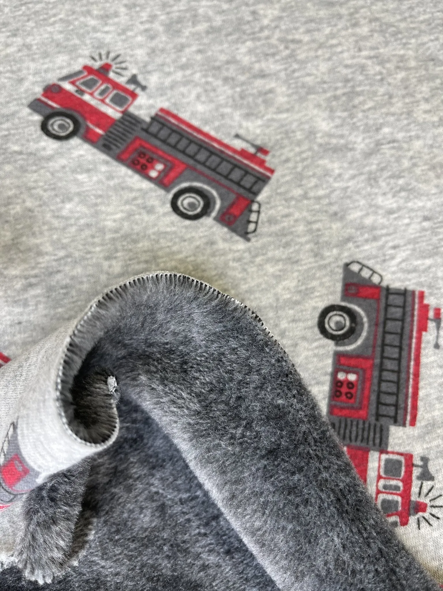 Alpine Fleece Fire Truck Print  Fabric