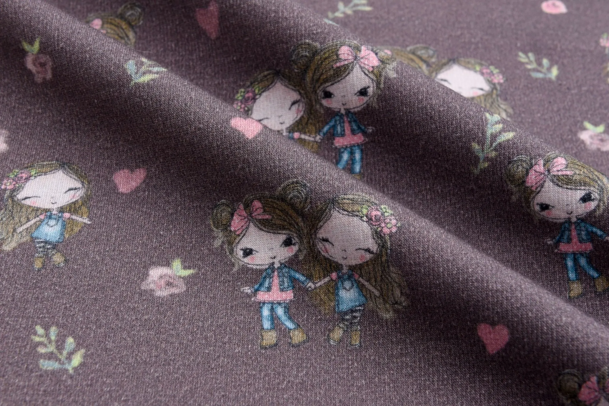 Alpine Fleece Girls Sisters Print Fabric - 4998