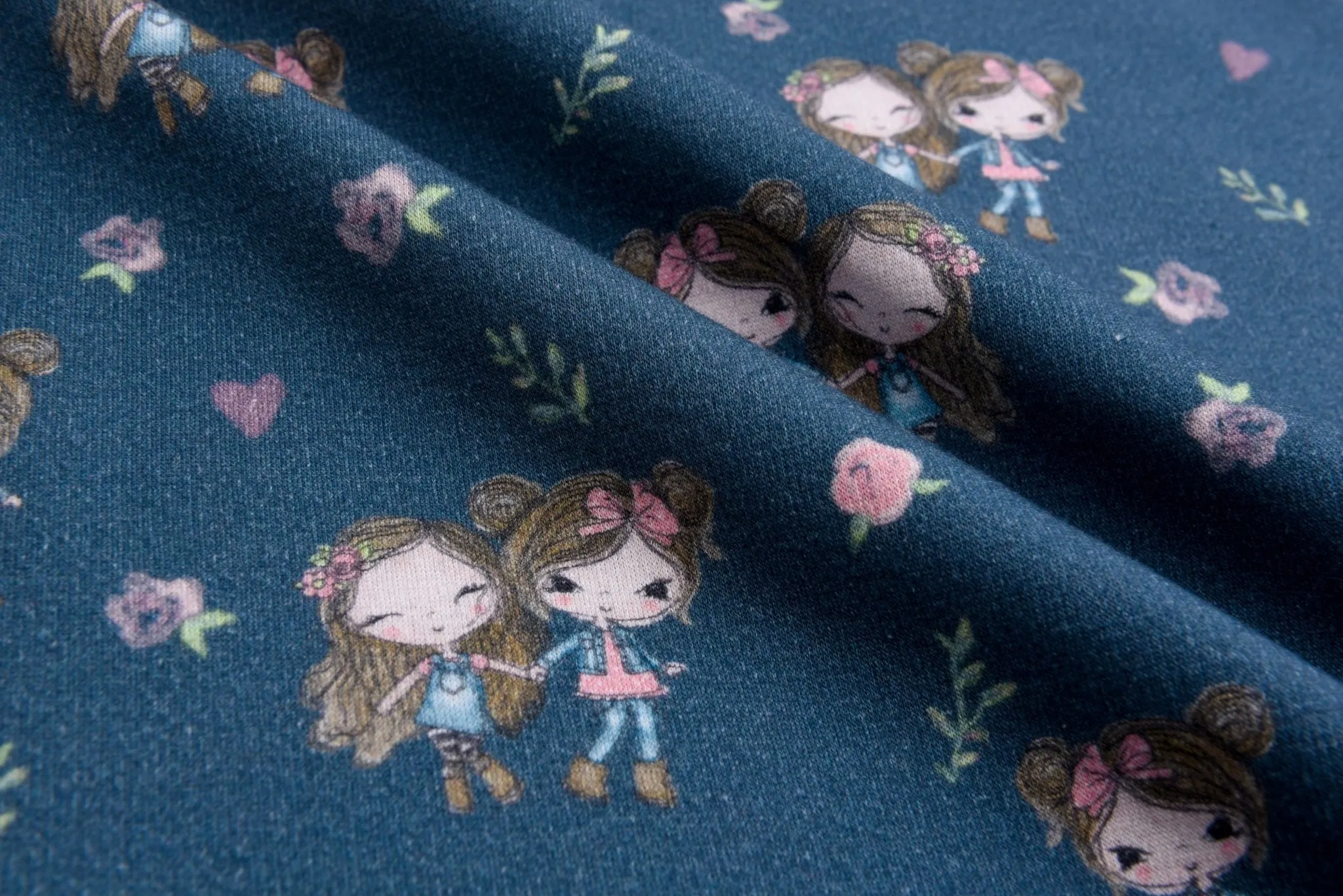 Alpine Fleece Girls Sisters Print Fabric - 4998