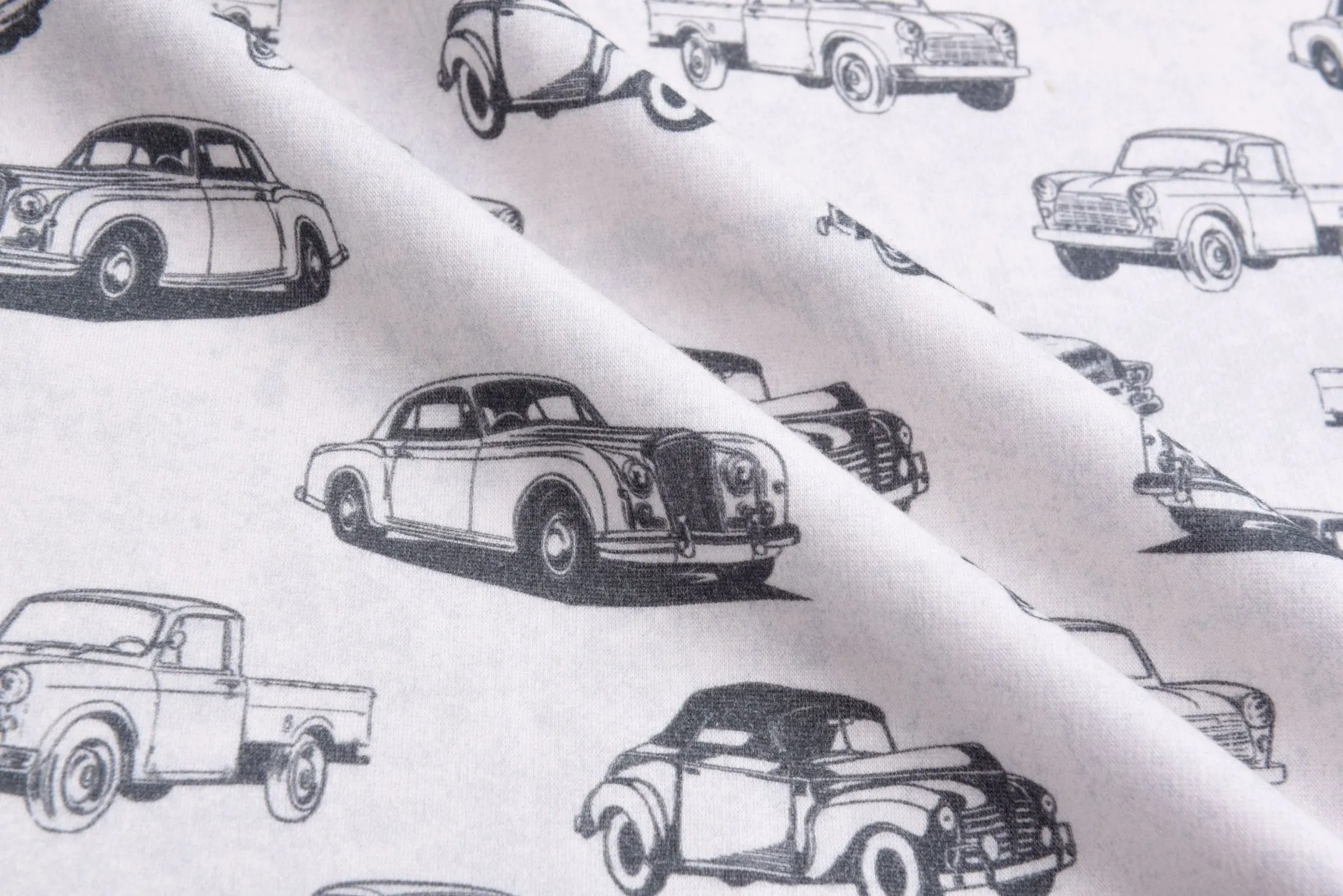 Alpine Fleece Retro Cars  Print Fabric - 5006