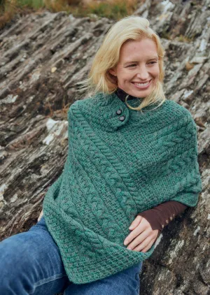 Aran Poncho | Connemara Green