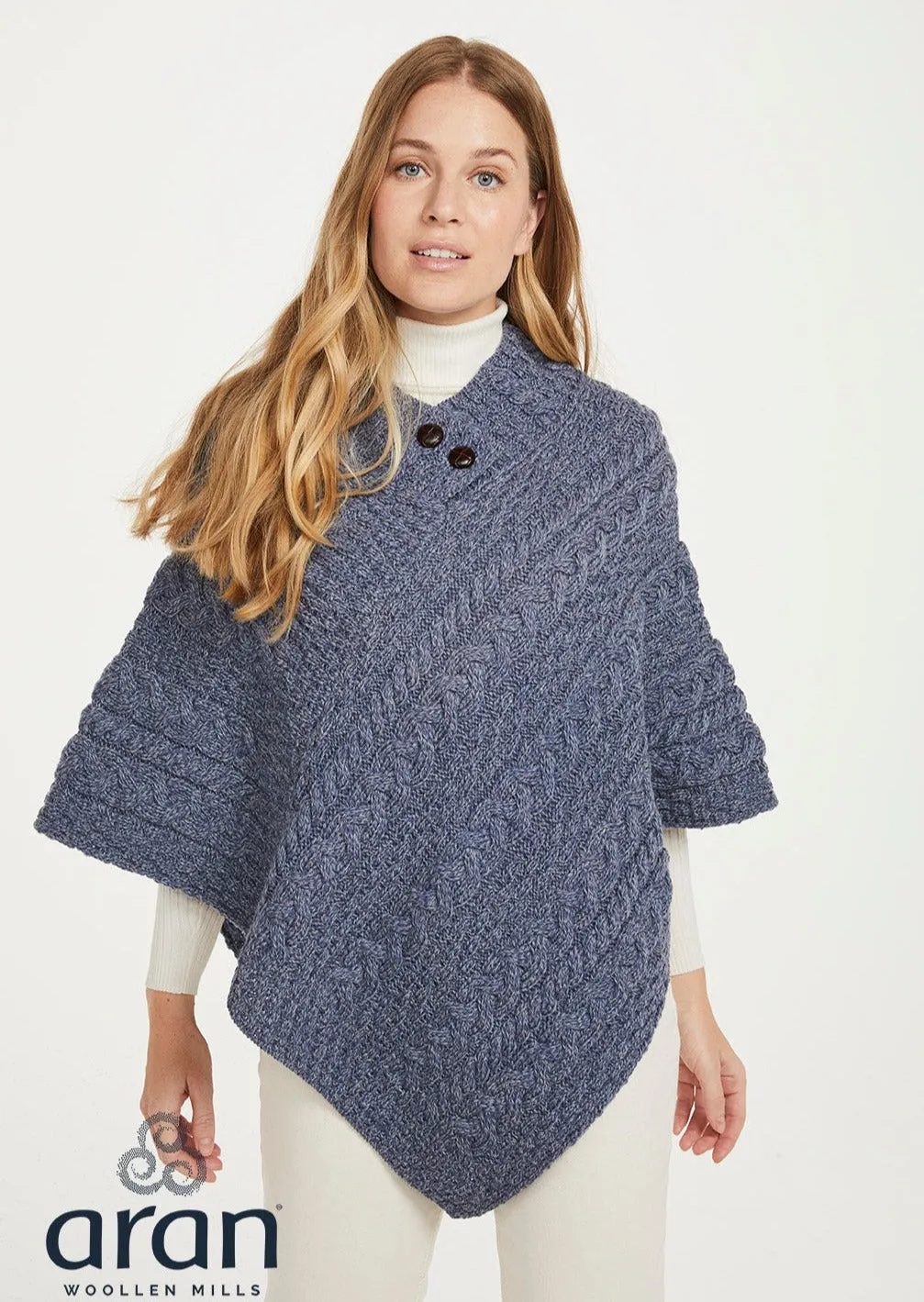 Aran Poncho | Denim