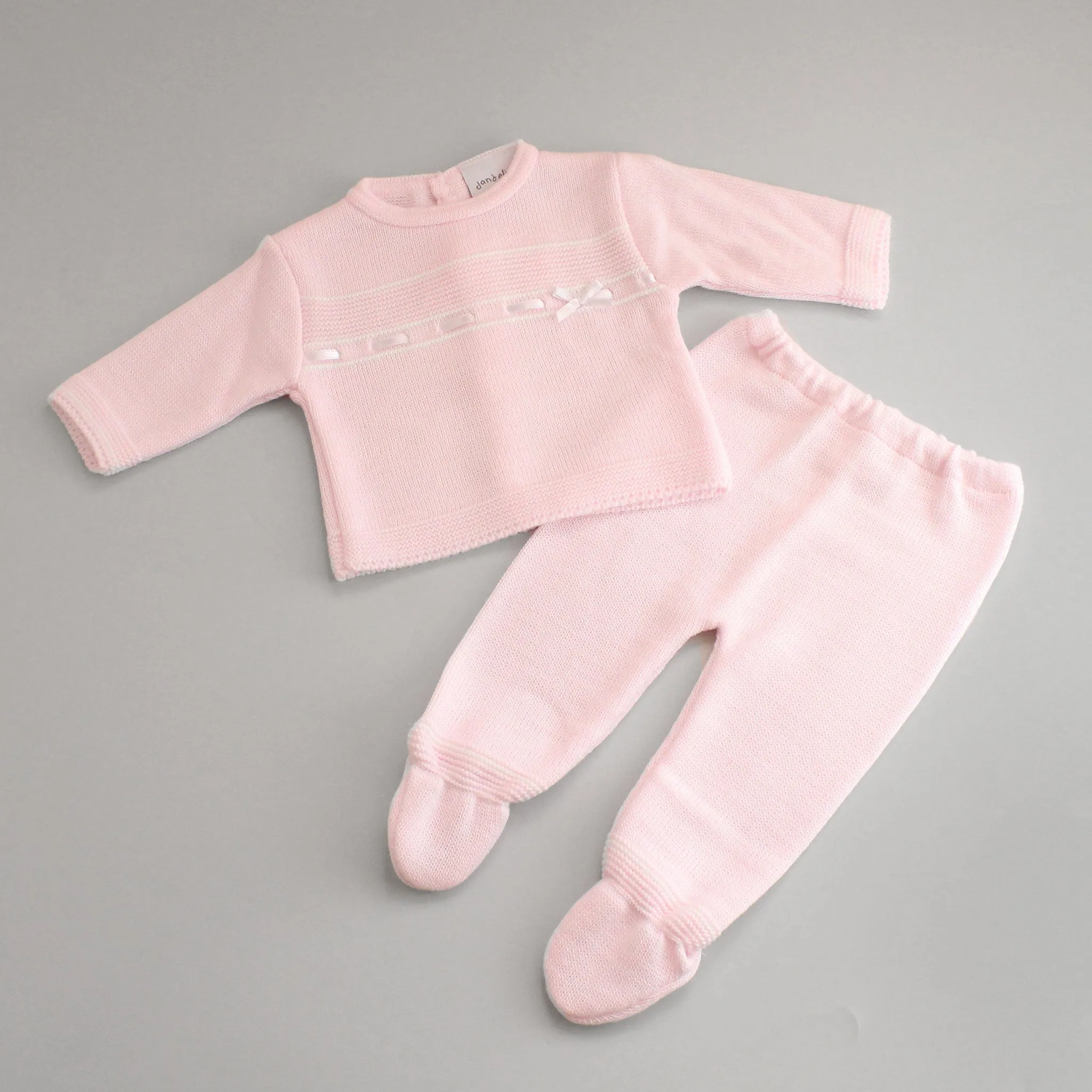 Baby Girl Outfit - Knitted Pink Top and Trousers