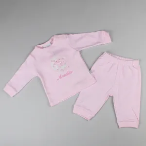 Baby Girl Personalised Pyjamas - Pink Top and Trousers