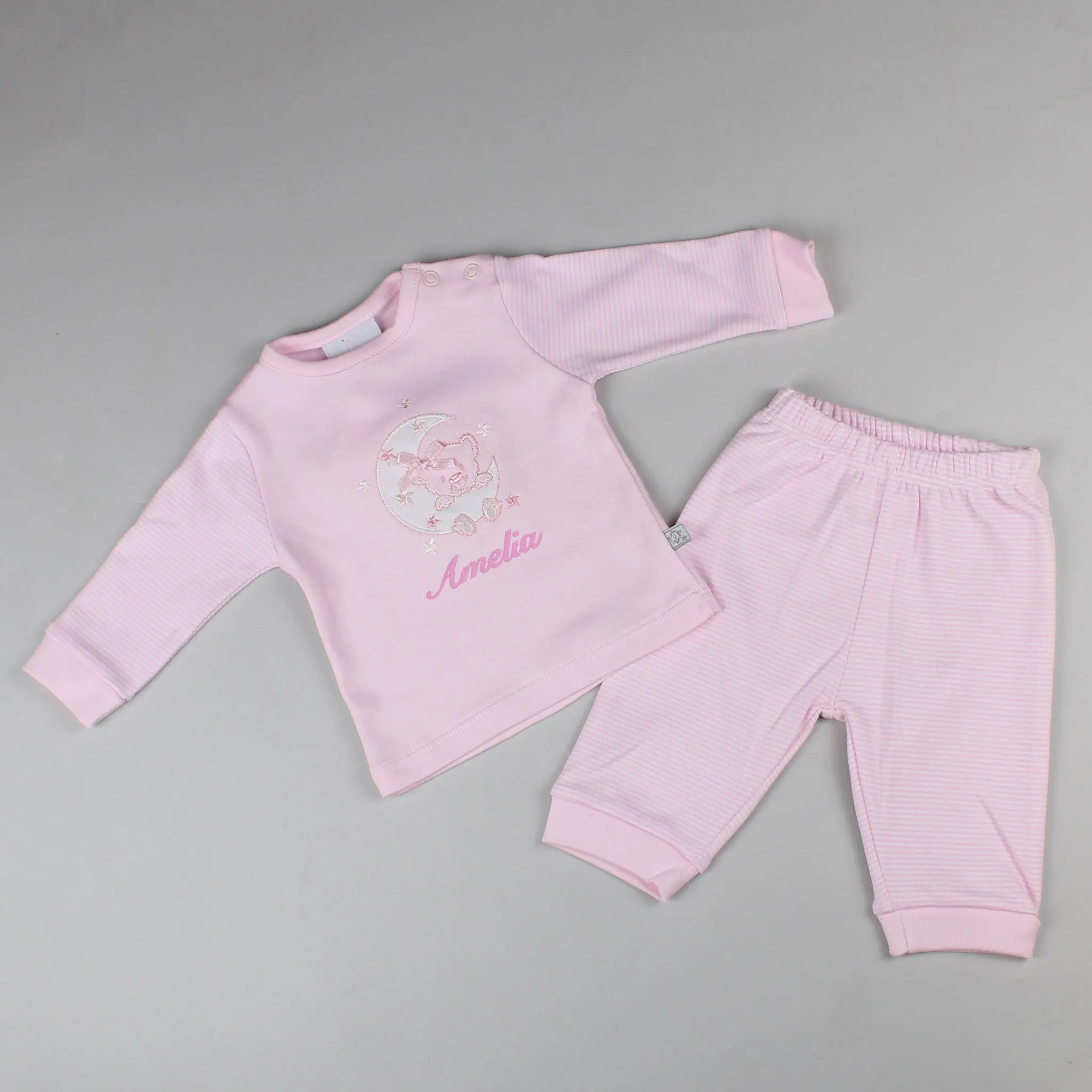 Baby Girl Personalised Pyjamas - Pink Top and Trousers