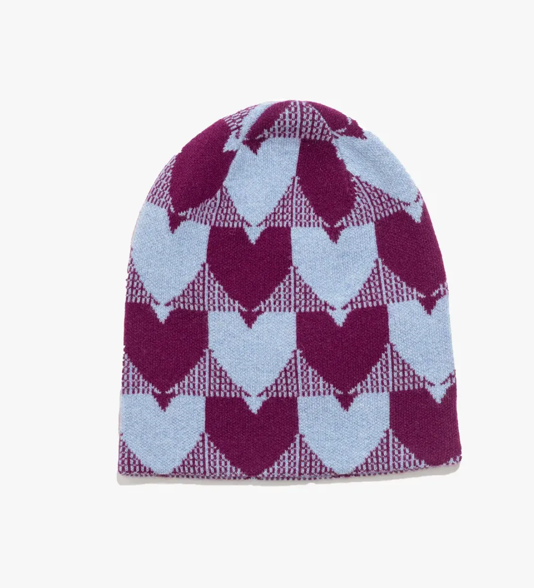 Beanie Heart In Check Beet