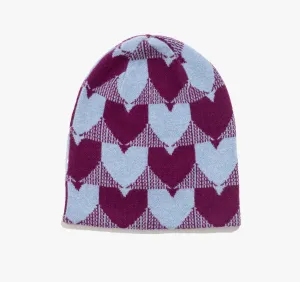 Beanie Heart In Check Beet