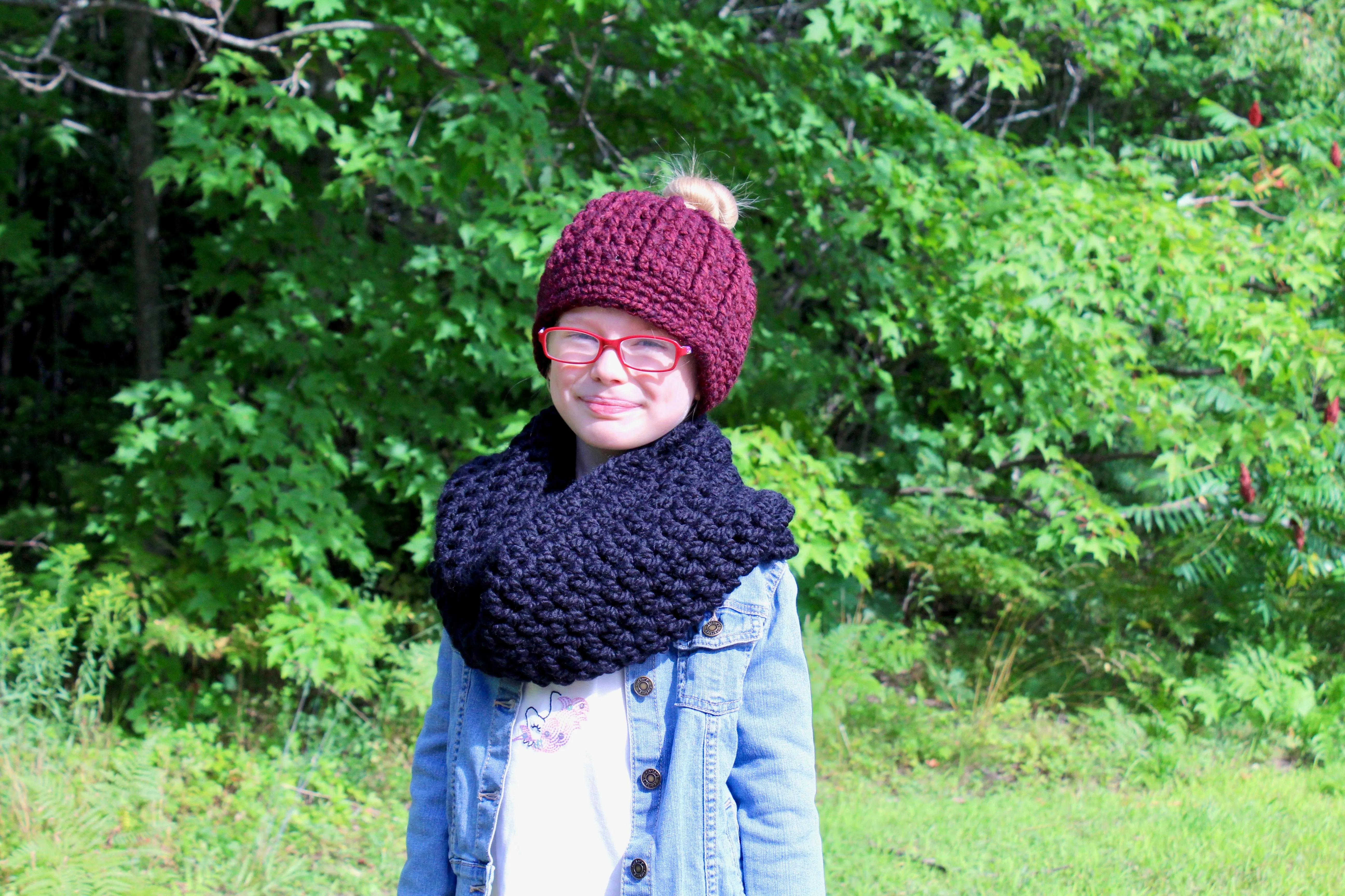 Black infinity cowl winter scarf