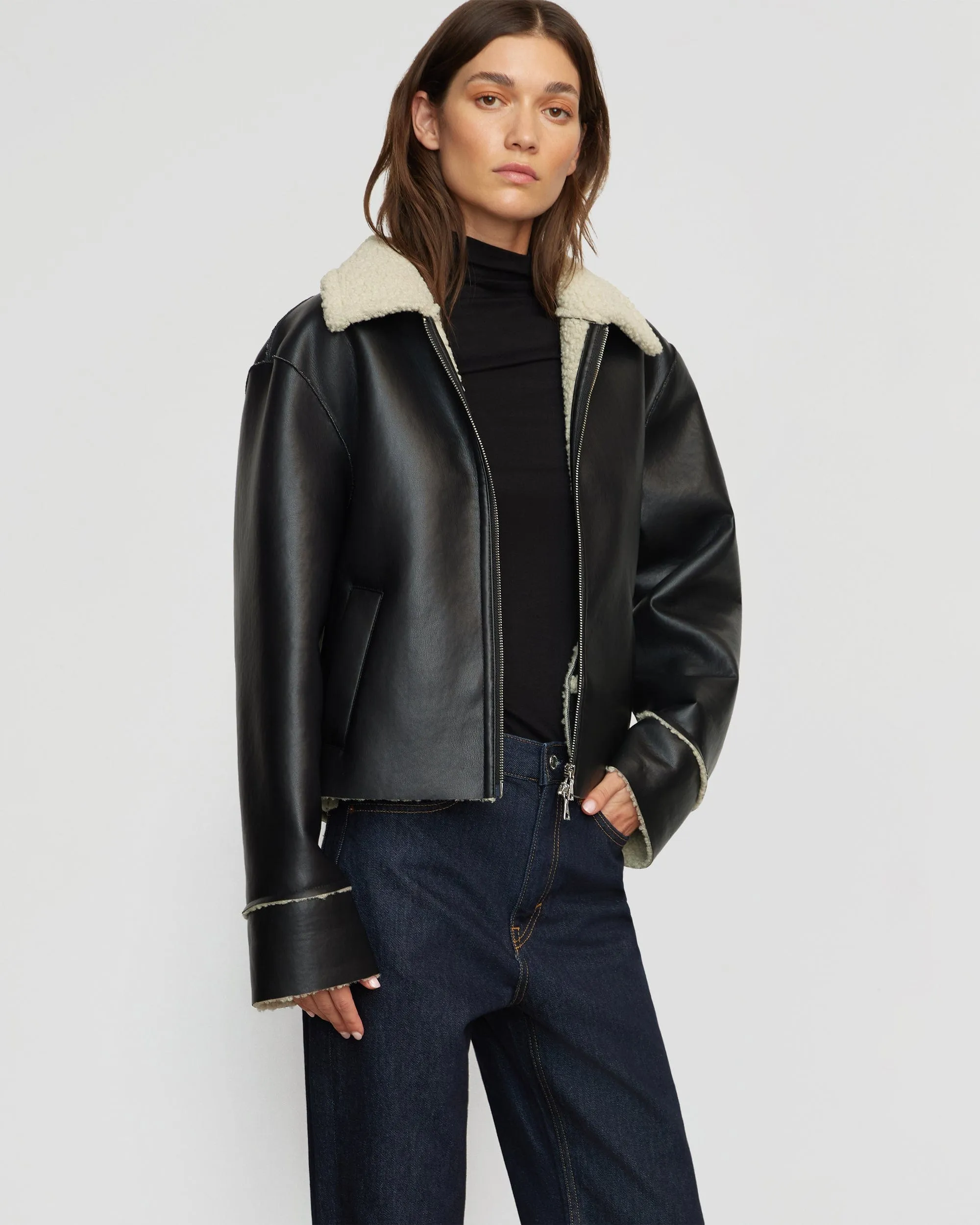 Bonnie Shearling-Collar Coat