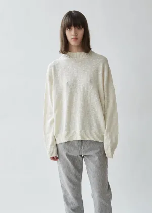 Cable Trim Cotton & Wool Sweater