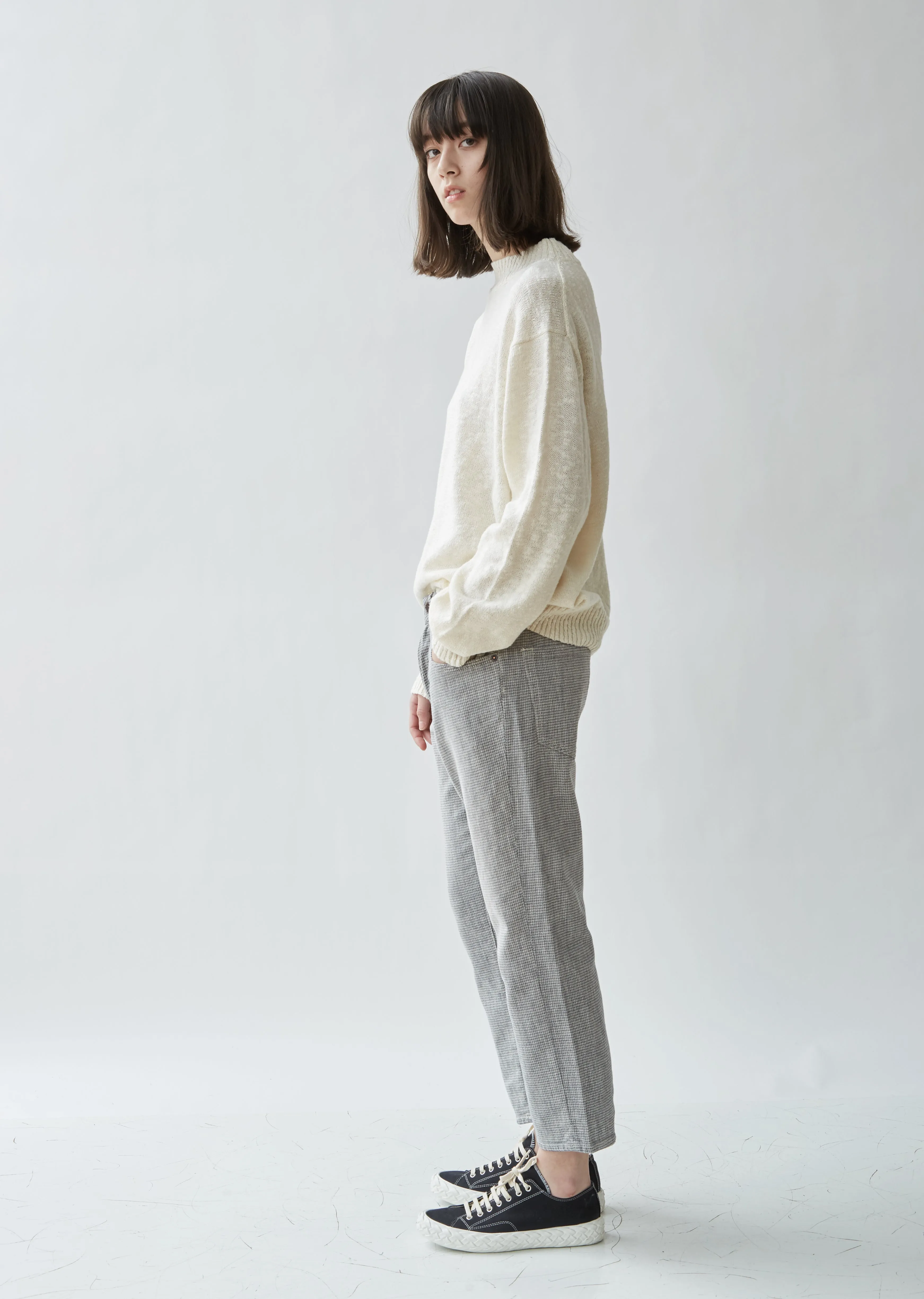 Cable Trim Cotton & Wool Sweater