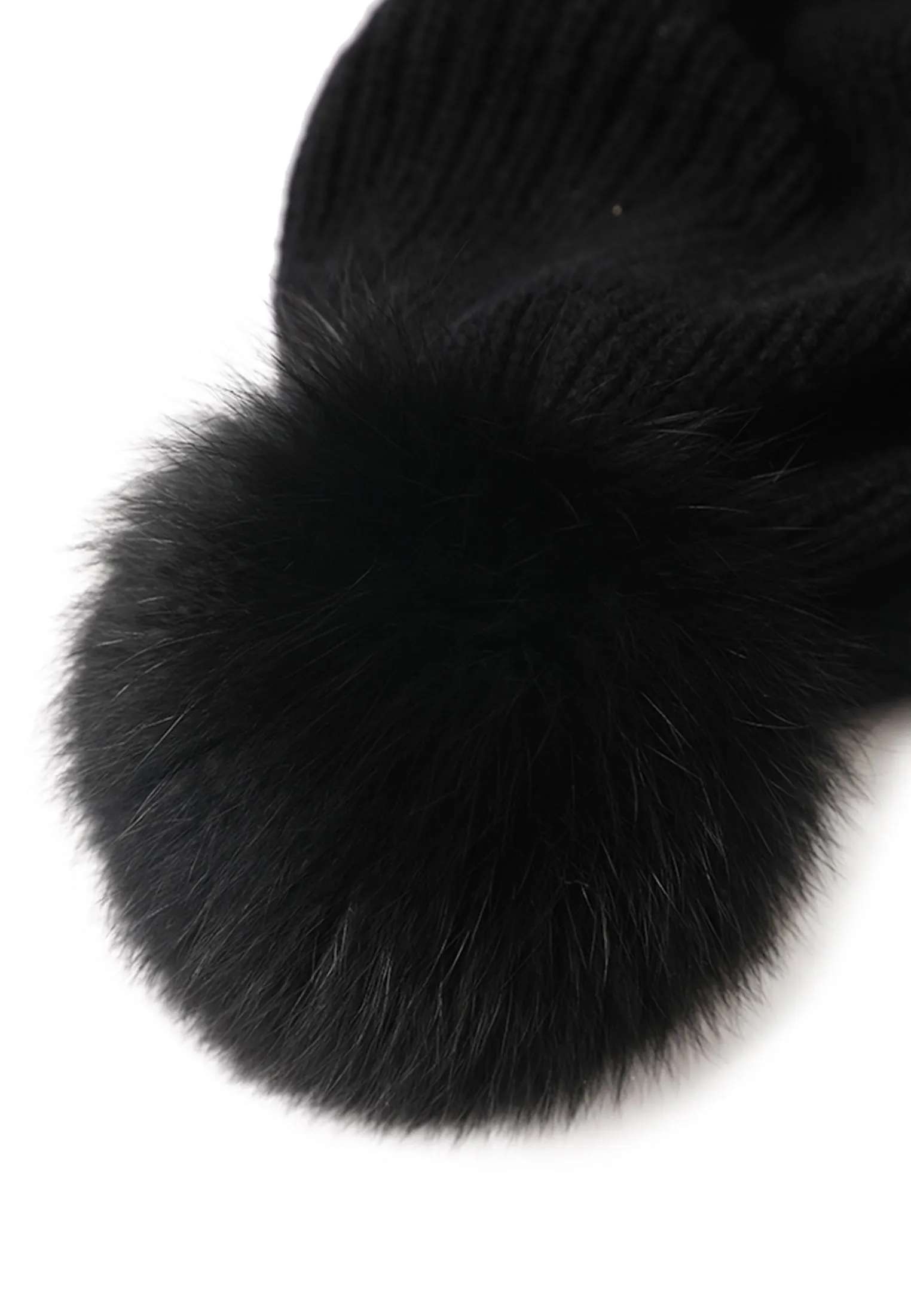 Cashmere Beret with Fur Pom Beret