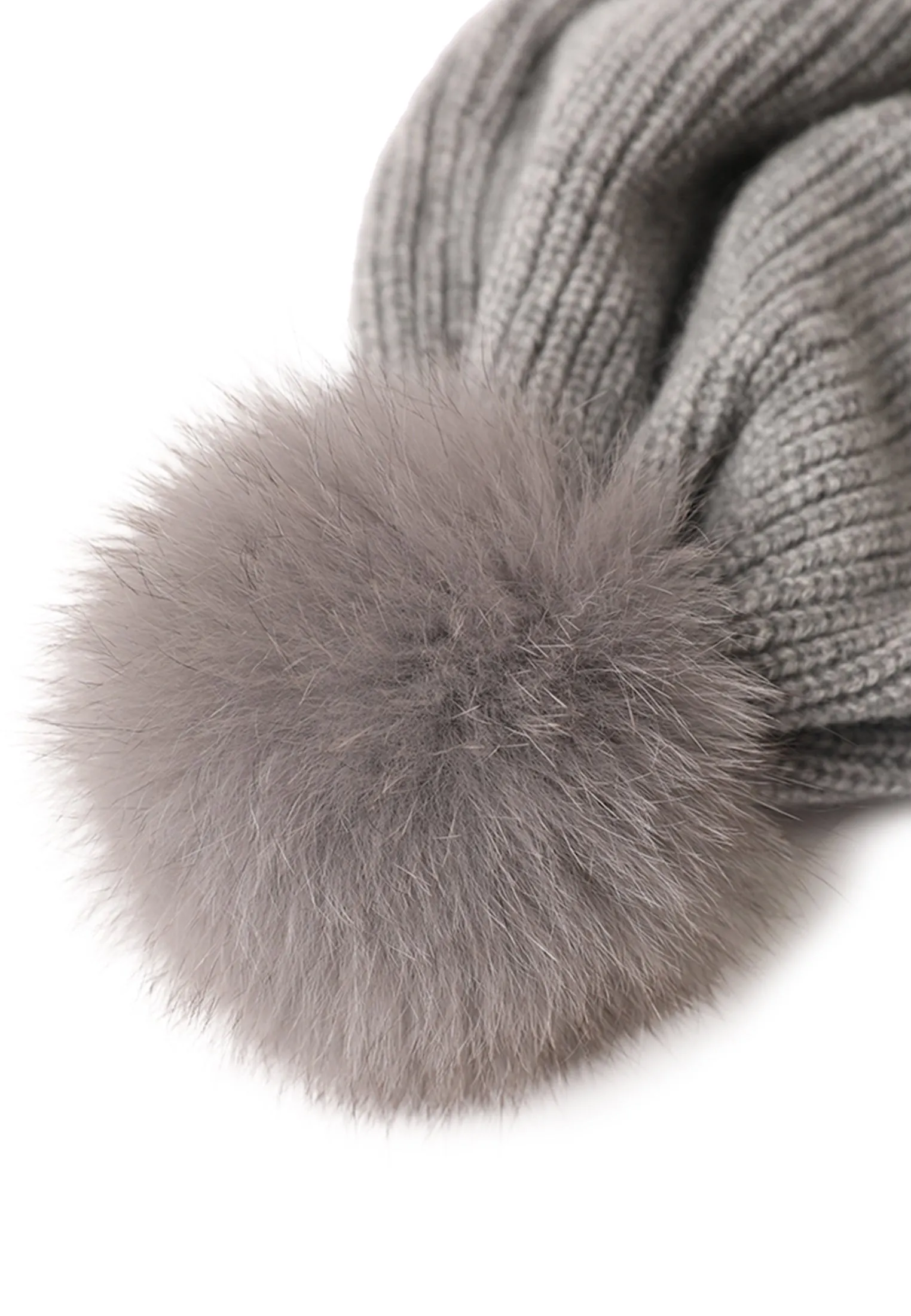 Cashmere Beret with Fur Pom Beret