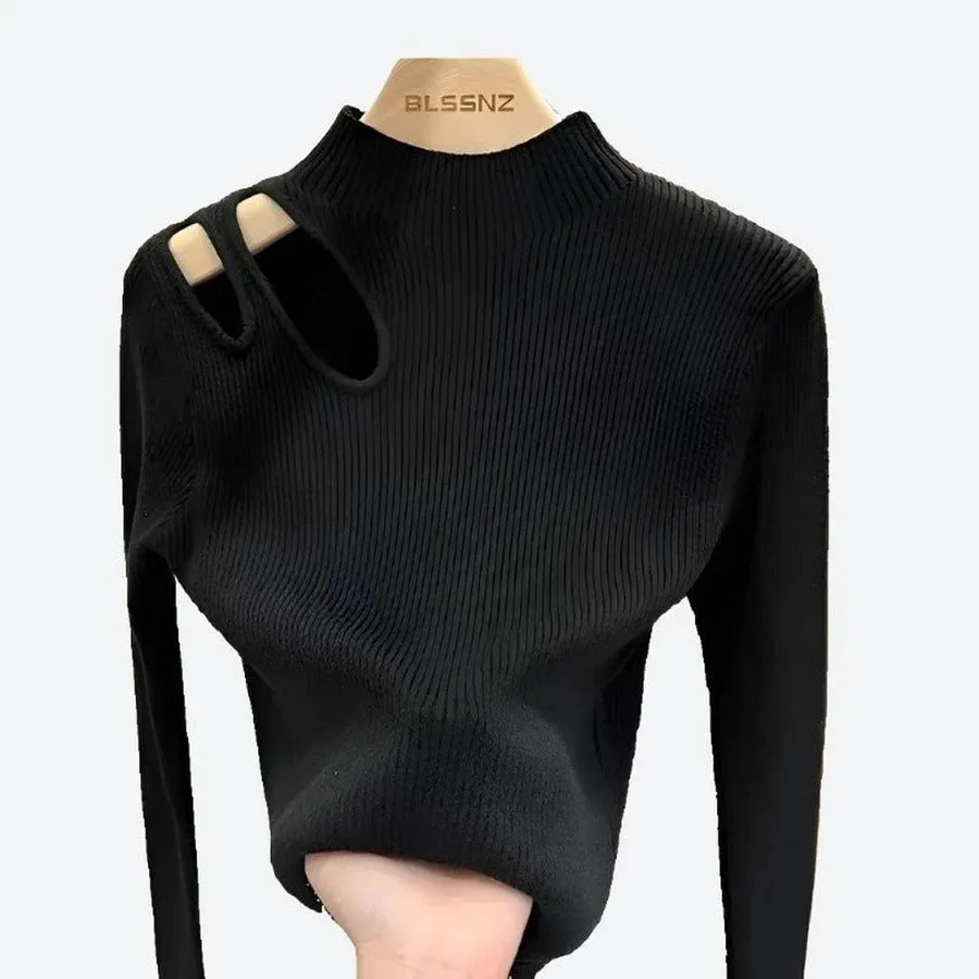 Chic Cut-Out Mock Neck Sweaters