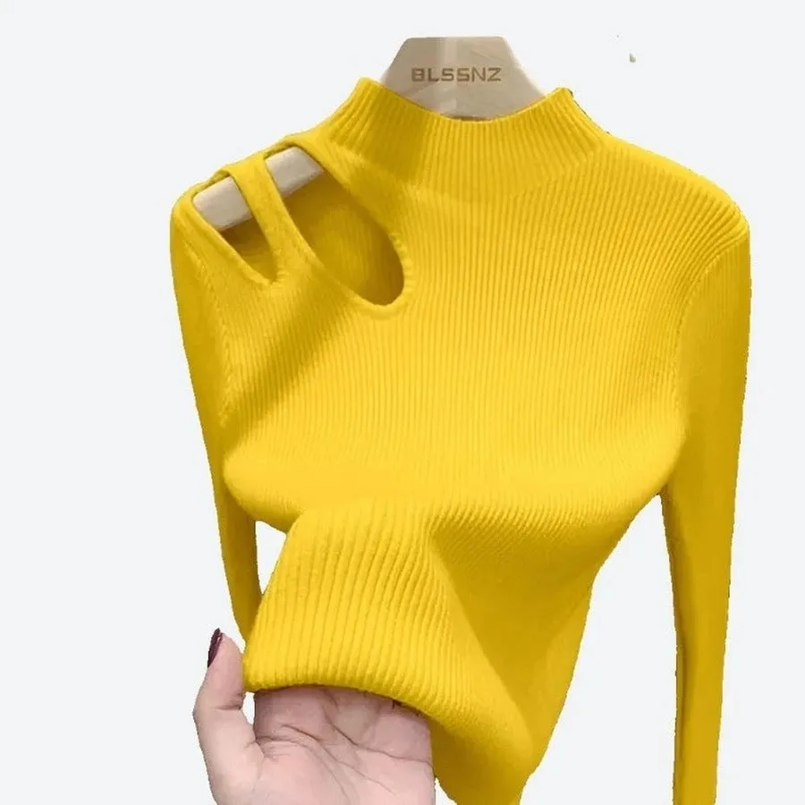 Chic Cut-Out Mock Neck Sweaters