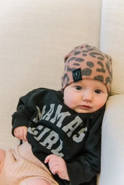 Clay/Black Cheetah Print | Cozy Sweater Knit Beanie