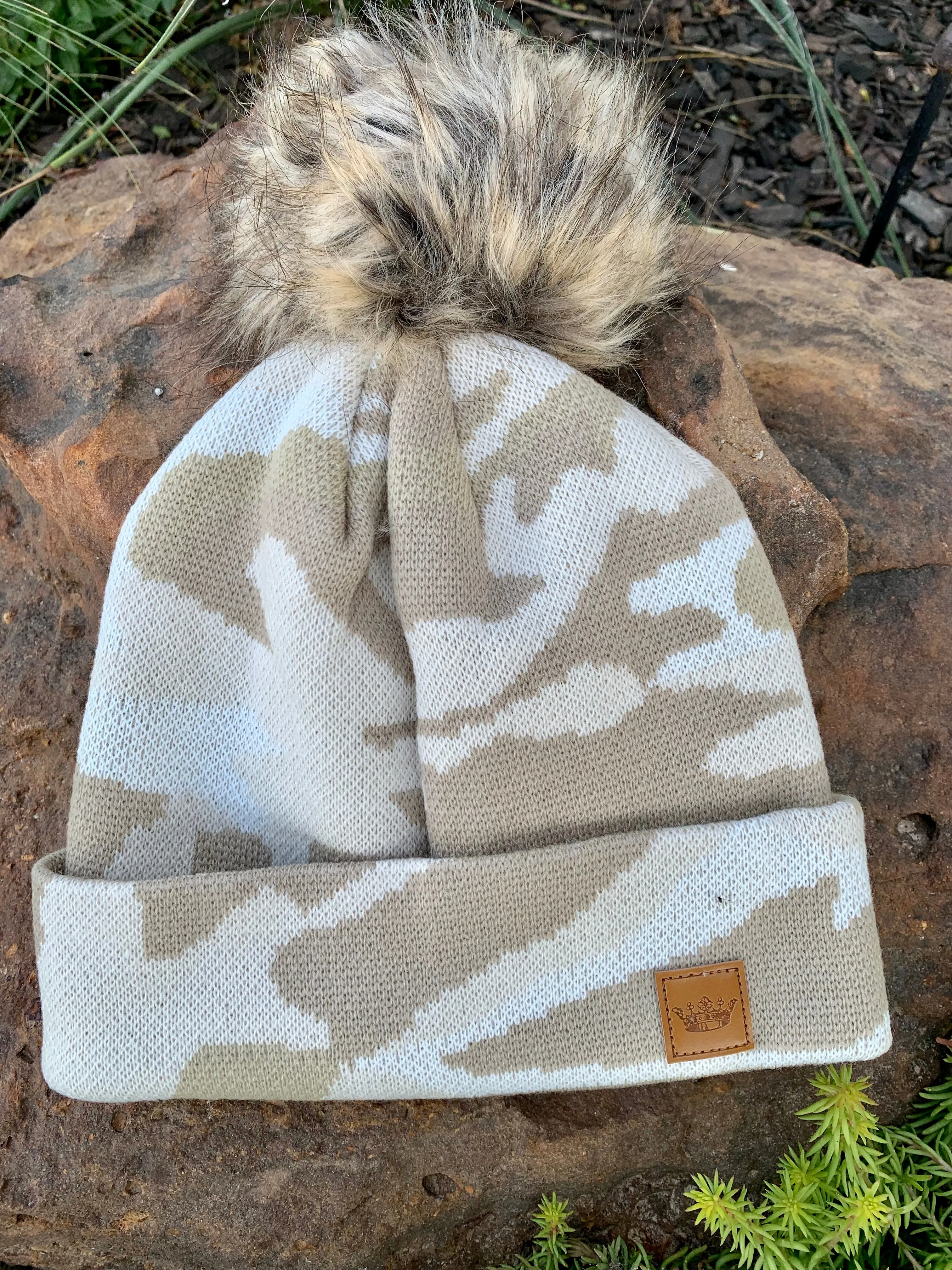 Cream Camo Beanie