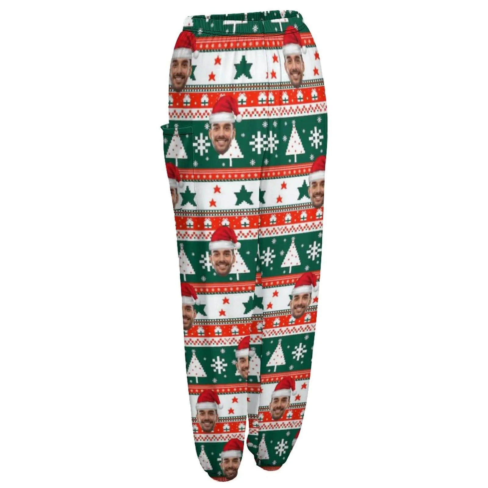 Custom Face Christmas Pattern Women's Jogger Casual Trousers Elastic Waist Sports Pants With Pocket