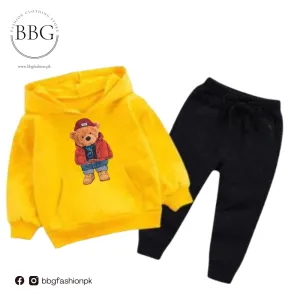 Cute Bear Printed Kids Hoodie Set