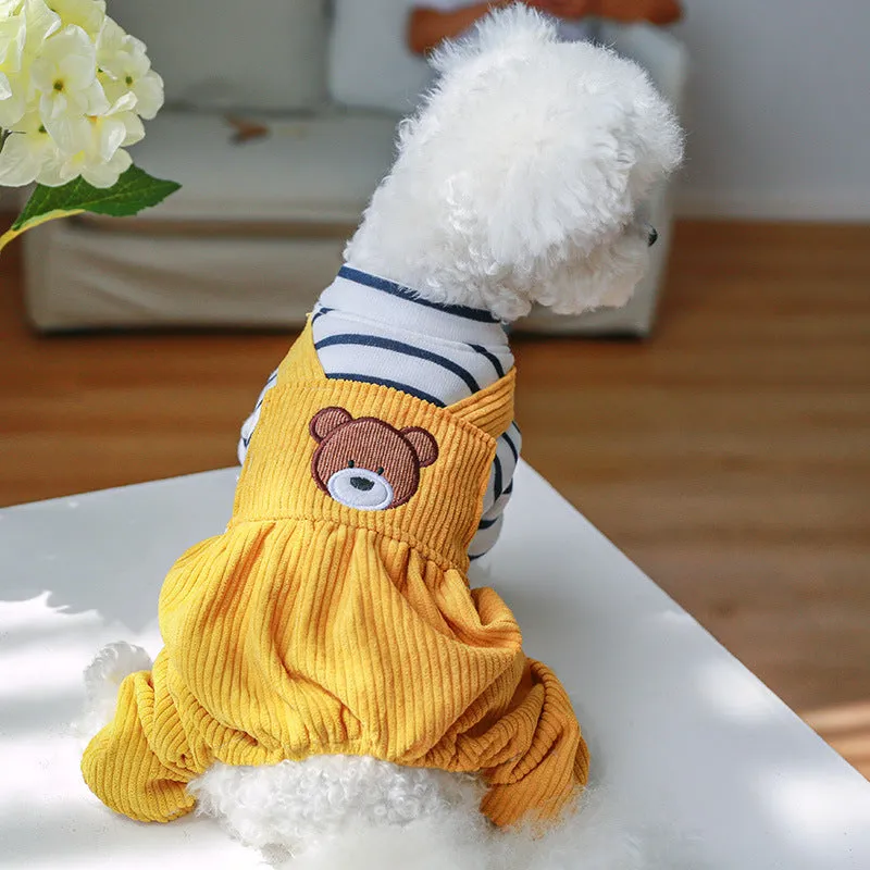 Dog Clothes | Autumn and Winter Corduroy Good Friends Overalls | Pet Clothing Collection