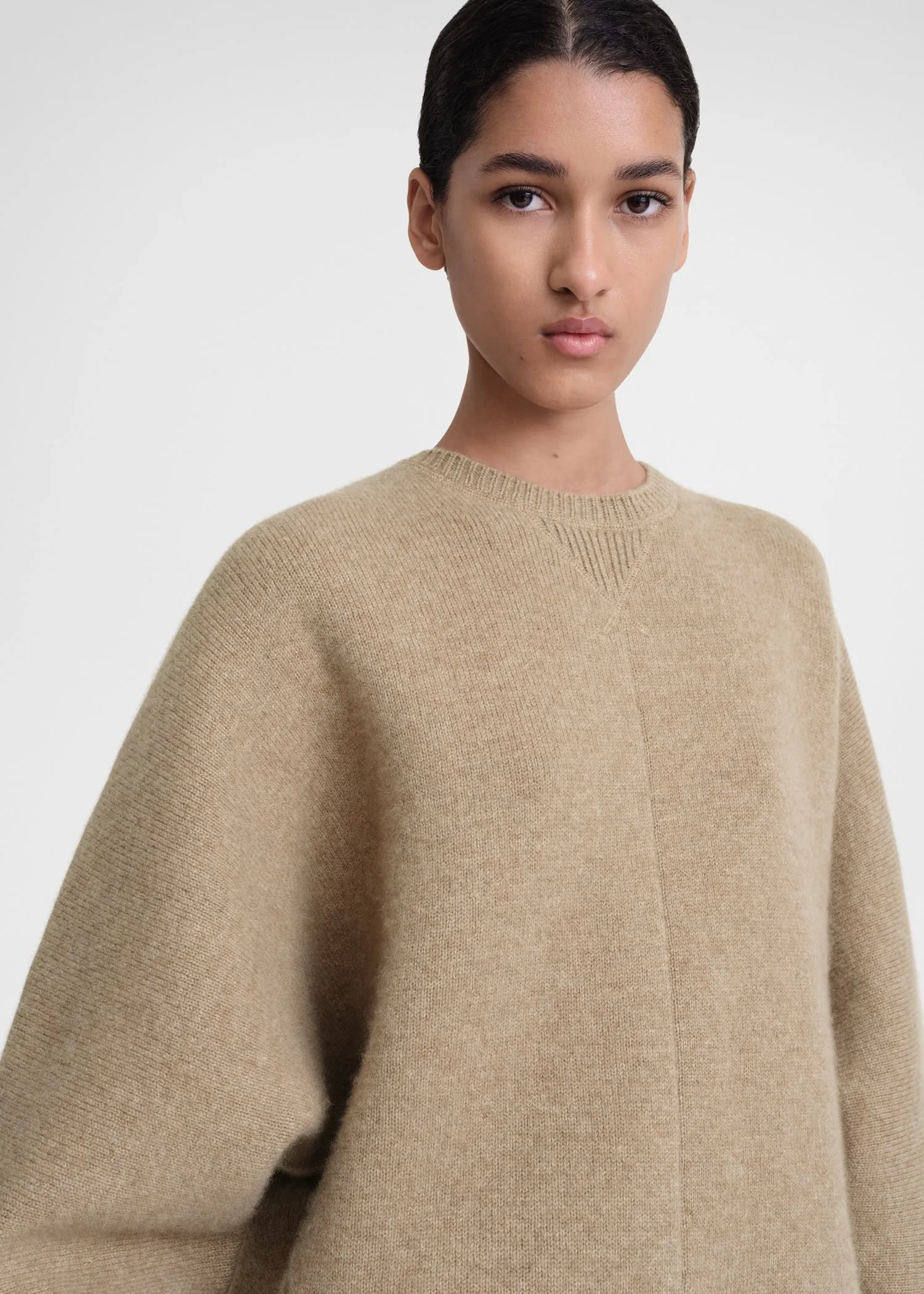 Double cashmere pullover camel melange