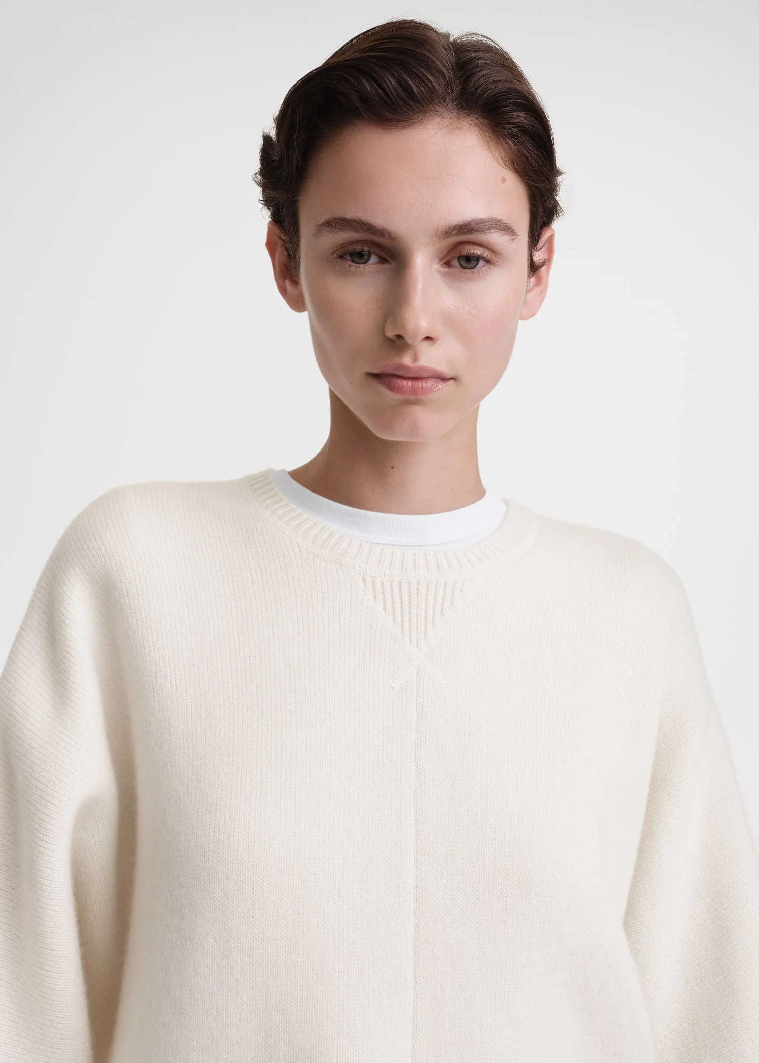 Double cashmere pullover macadamia