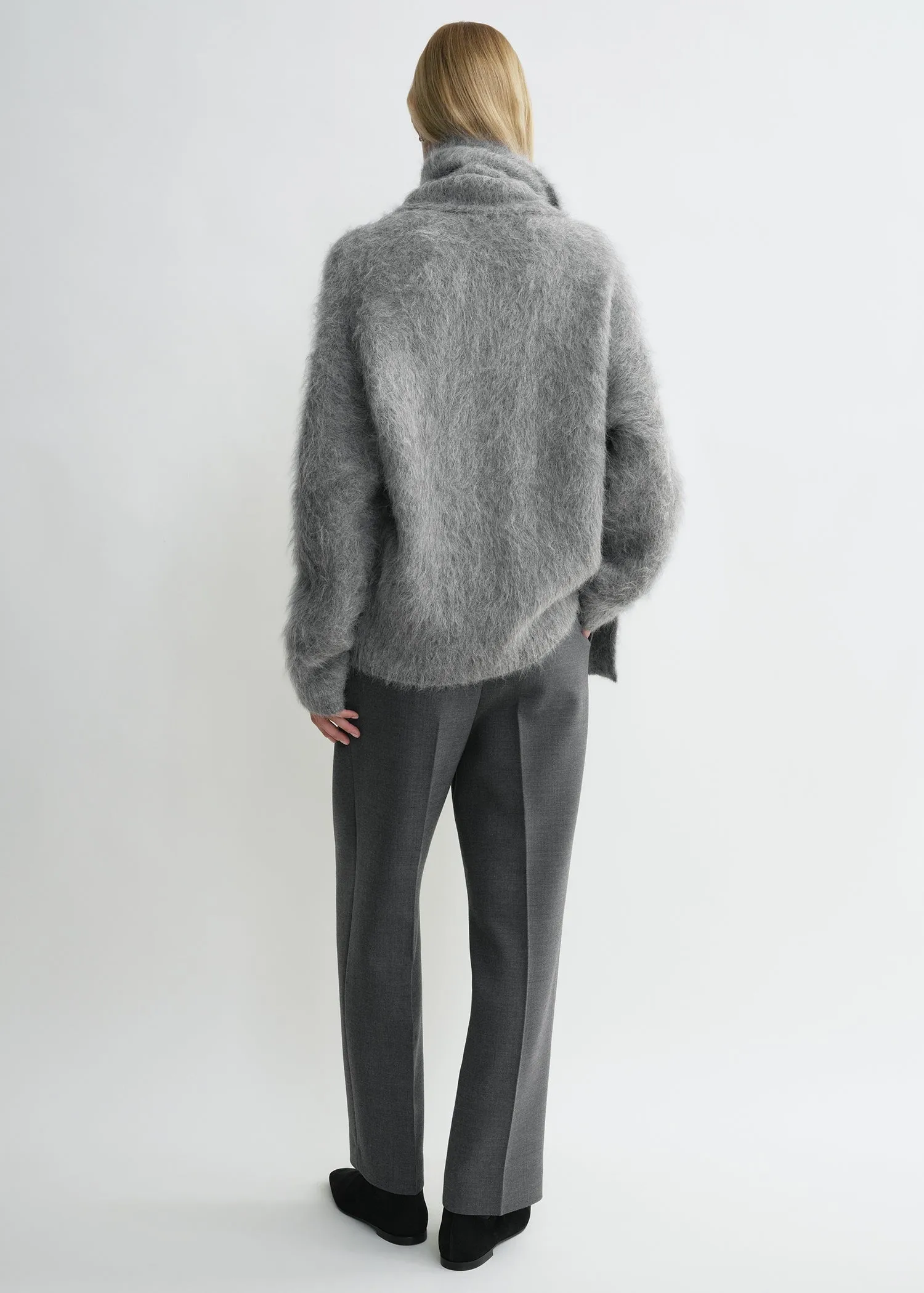 Draped-scarf knit grey melange