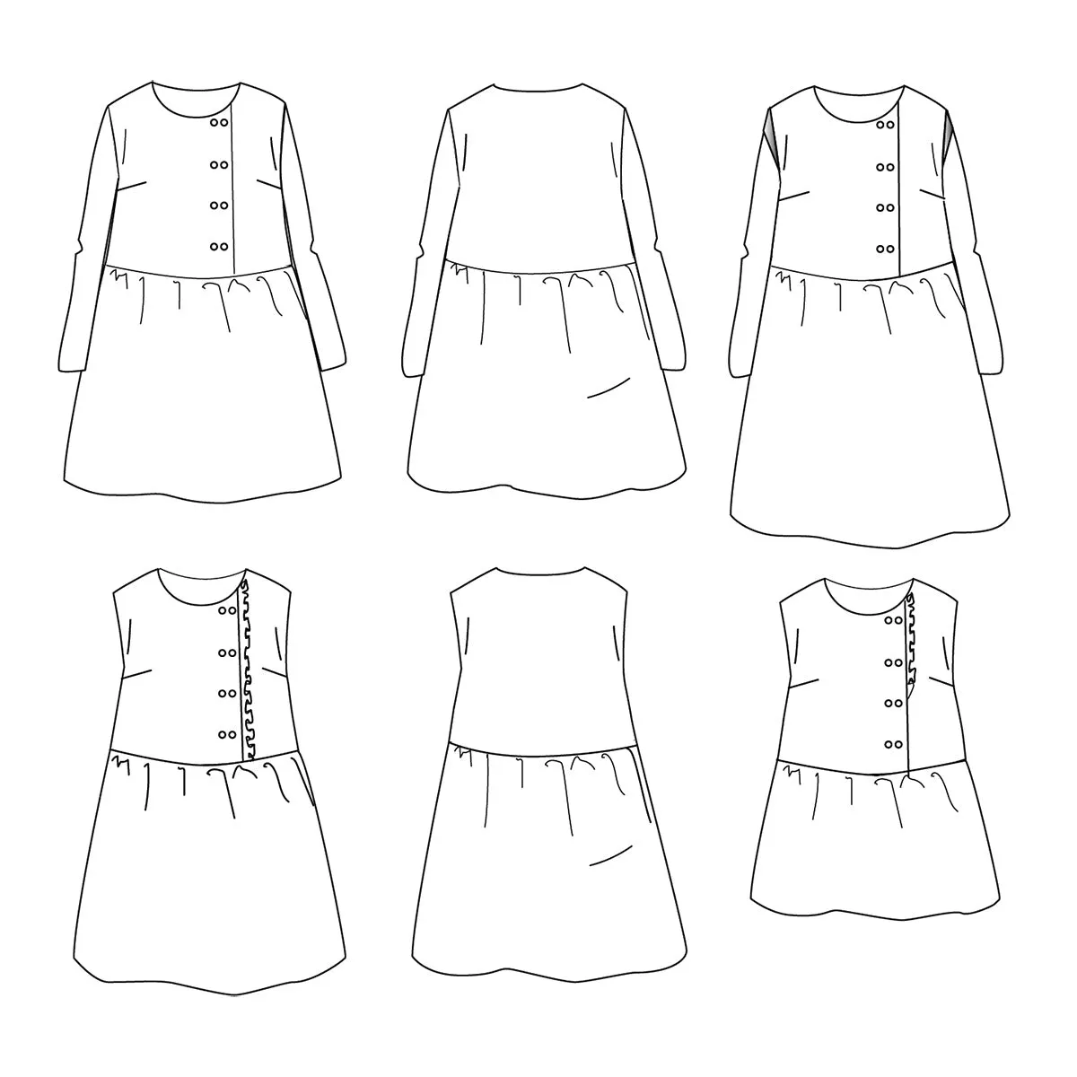 Duo for woman and kid ELONA blouse and dress - paper sewing pattern