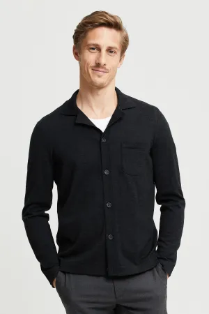 Eero Extra Fine Merino Wool Knit Shirt Anthracite