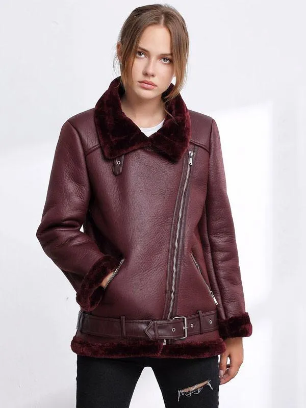 Faux Shearling Leather Jacket