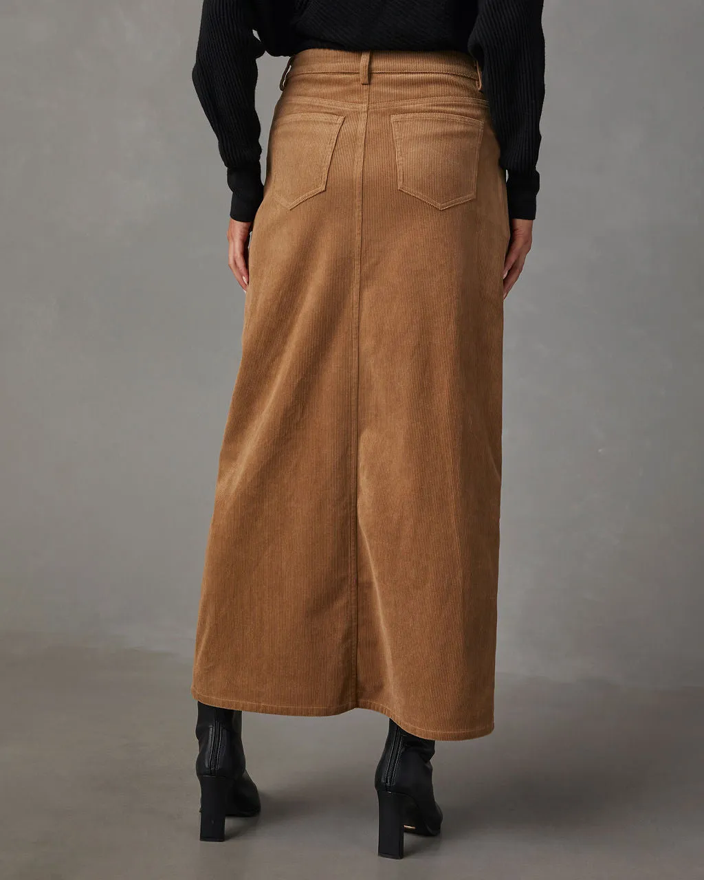 Ganita Corduroy Slit Midi Skirt