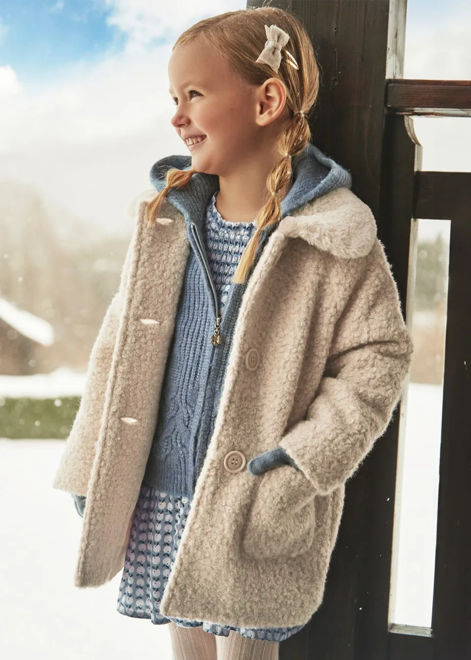 Girls Almond Shearling coat