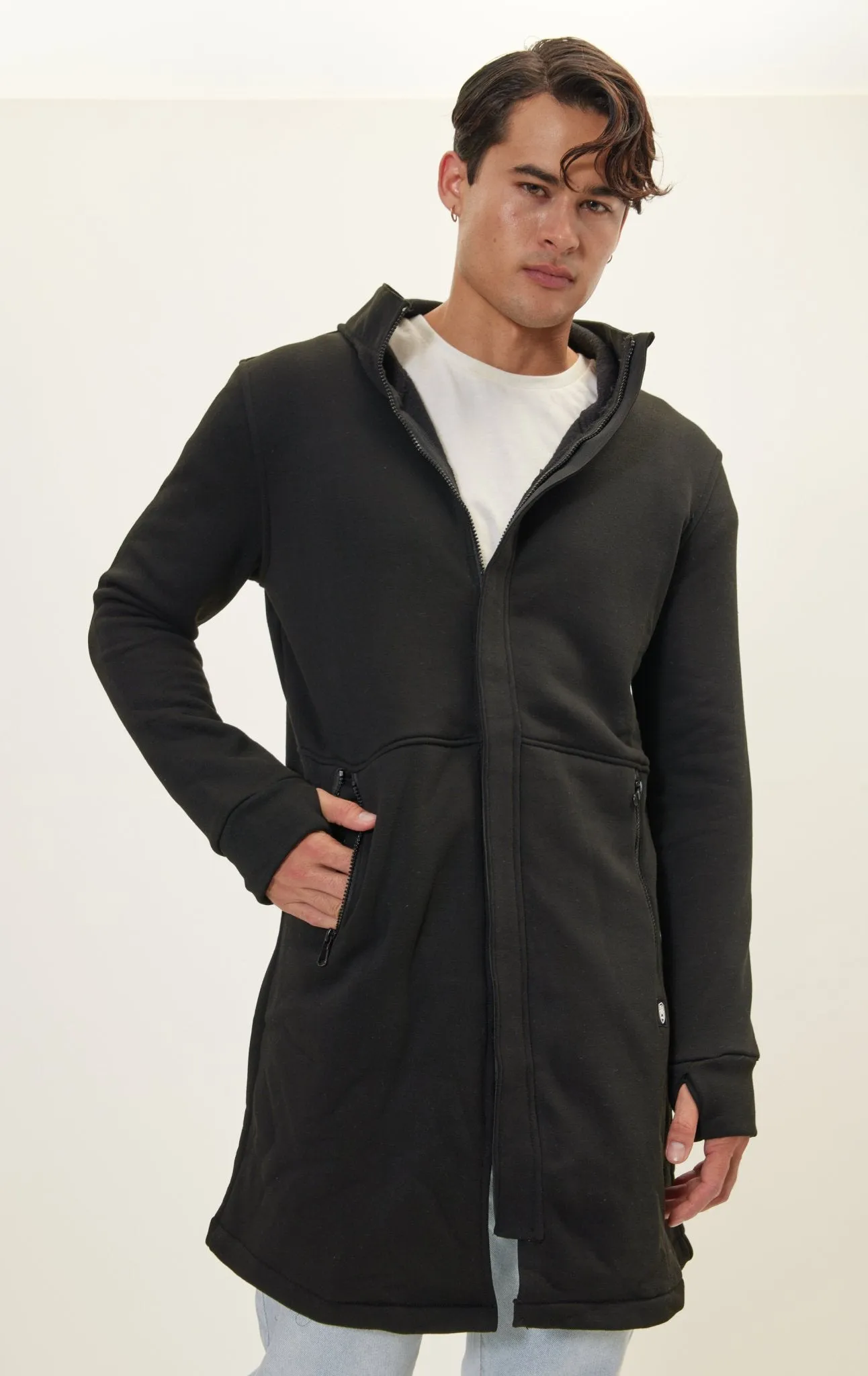 Hooded Longline Jacket - Black