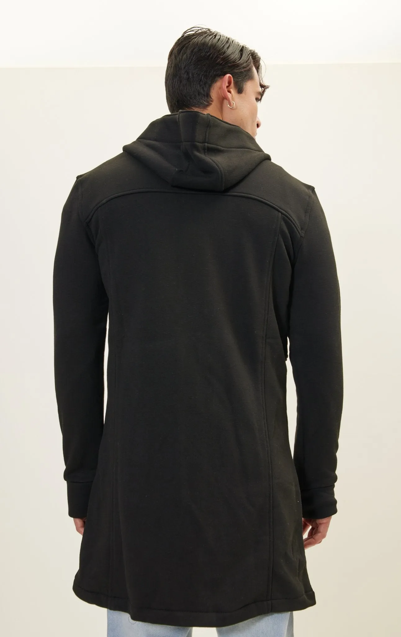 Hooded Longline Jacket - Black