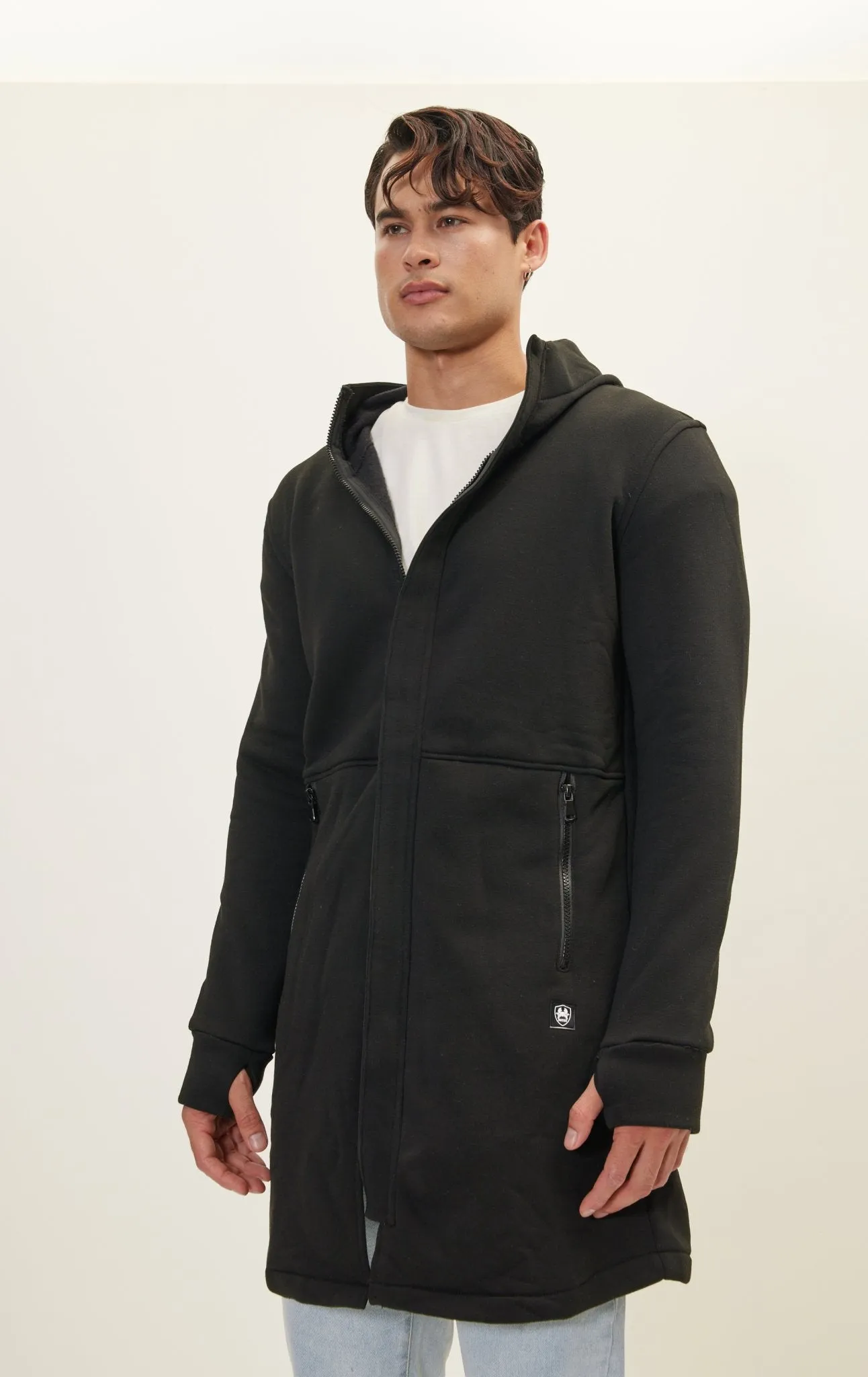 Hooded Longline Jacket - Black