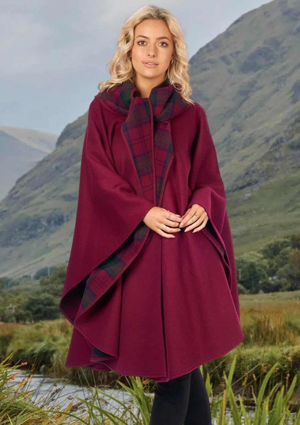 Jimmy Hourihan Claret Wool Walking Cape (No Pockets)