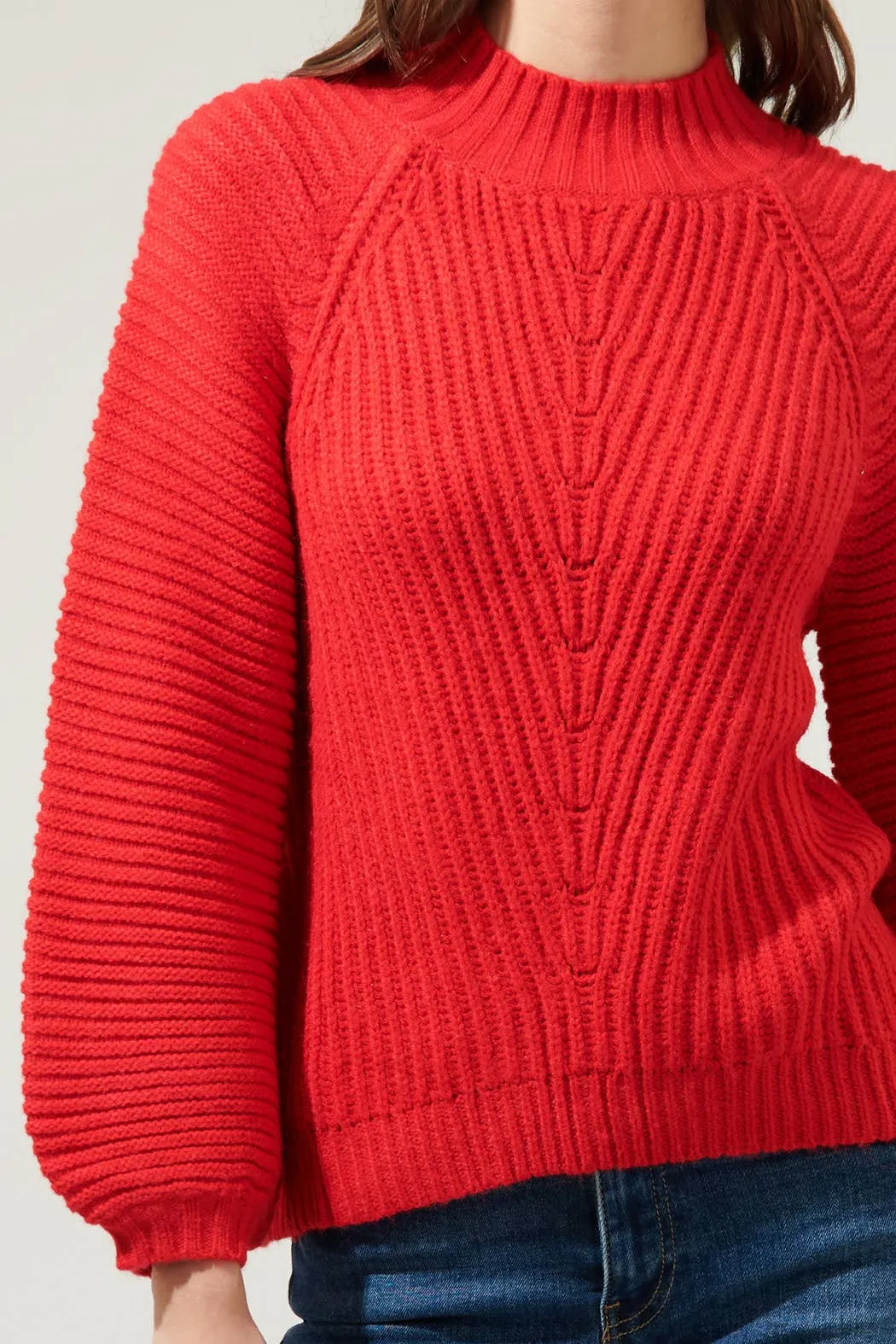 Knit Perfection Red Ribbed Sweater