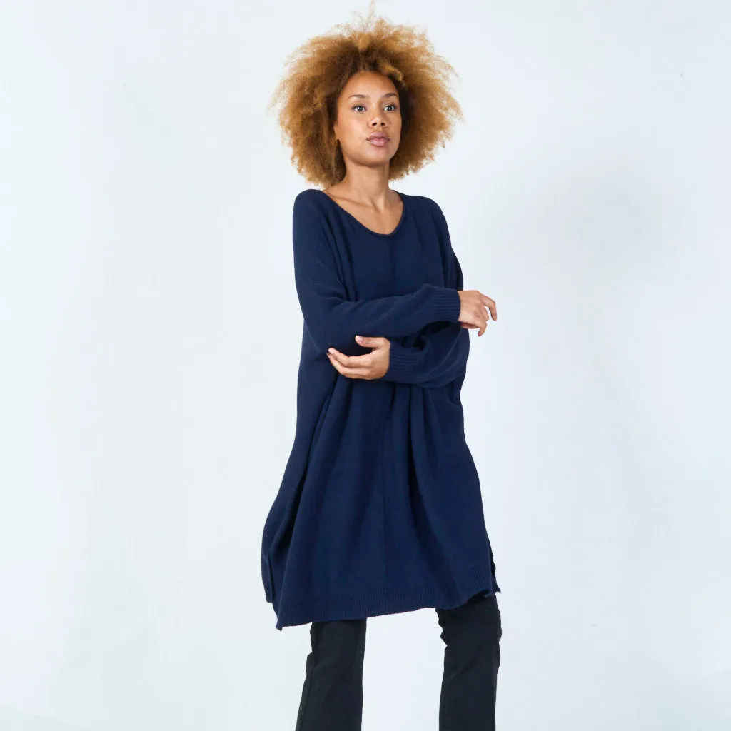 Long sleeve oversized knit tunic wholesale