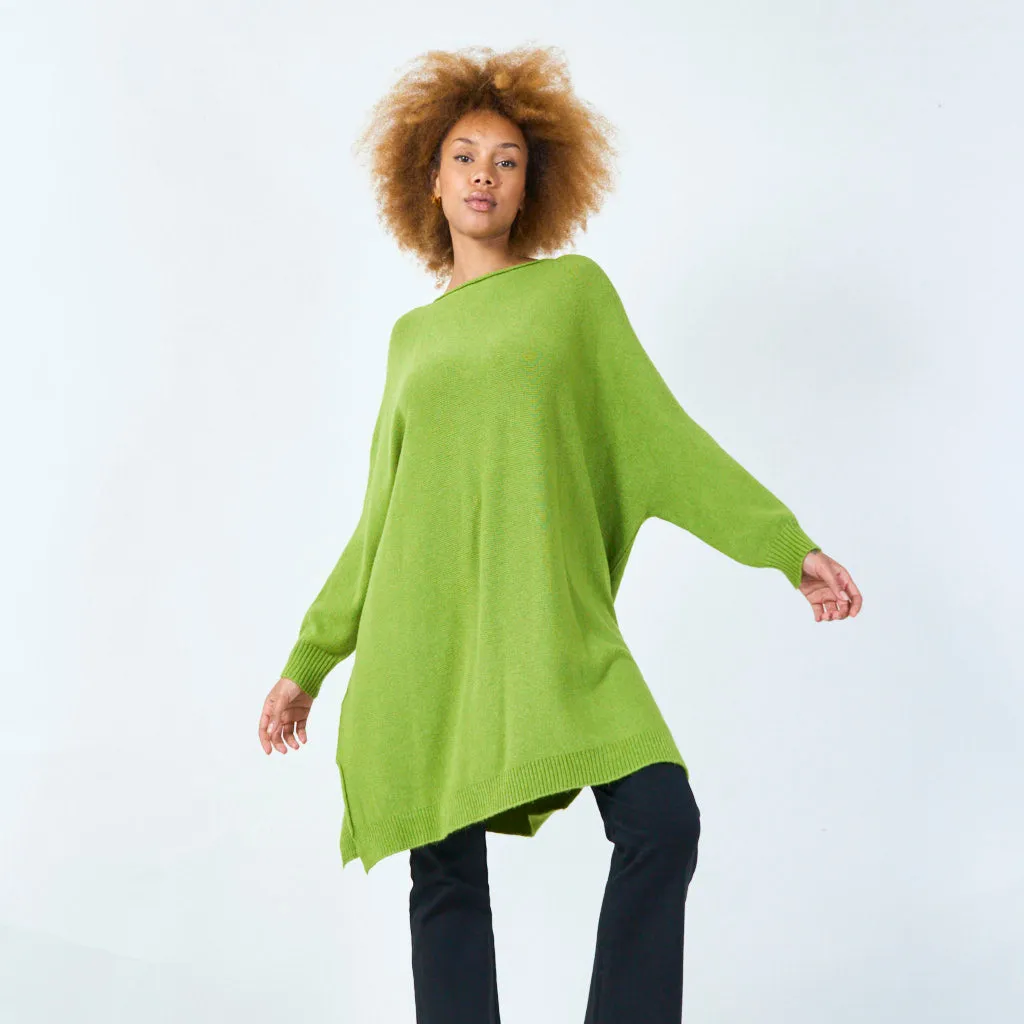 Long sleeve oversized knit tunic wholesale