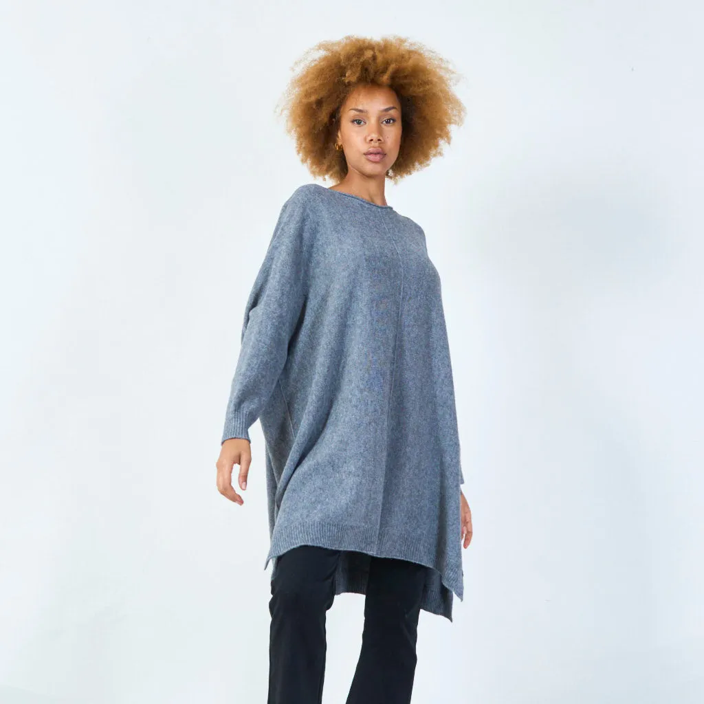 Long sleeve oversized knit tunic wholesale