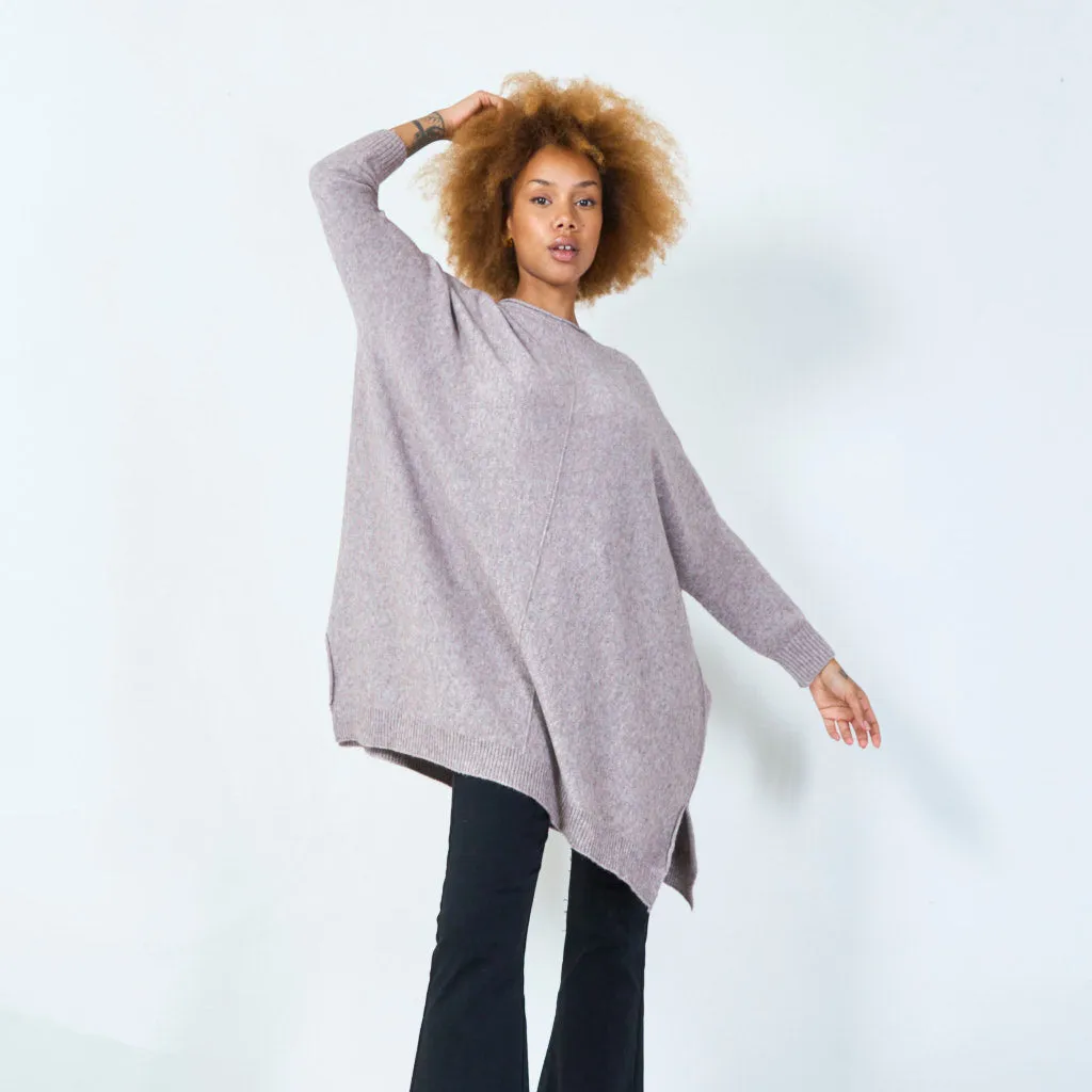 Long sleeve oversized knit tunic wholesale