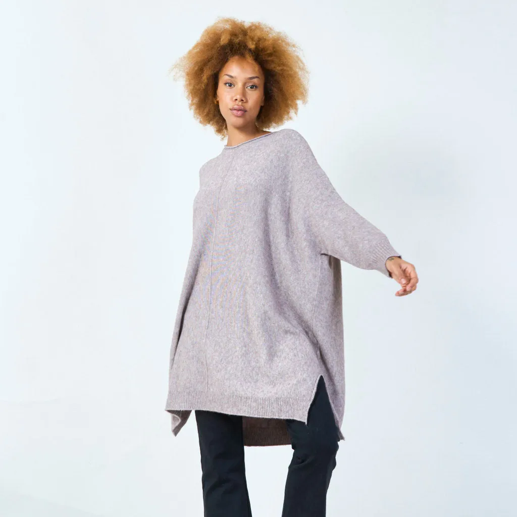 Long sleeve oversized knit tunic wholesale