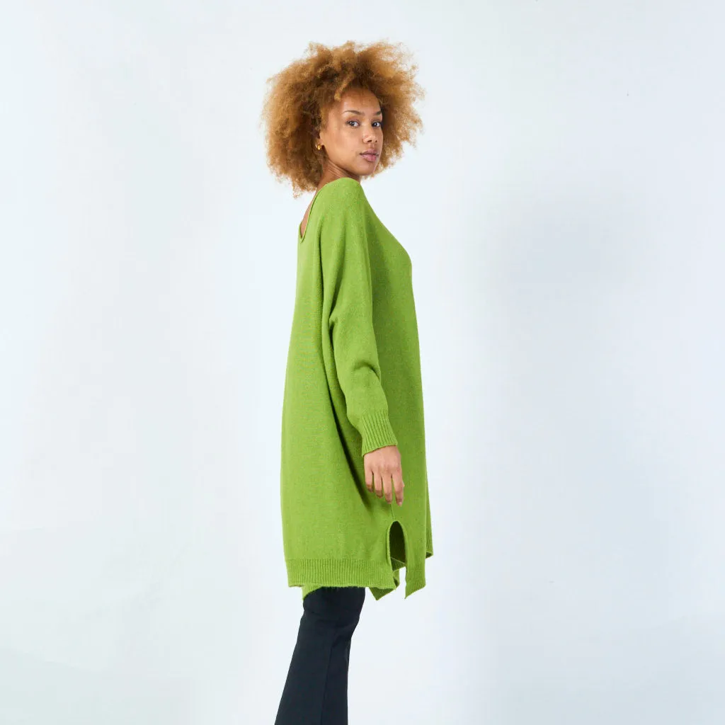 Long sleeve oversized knit tunic wholesale