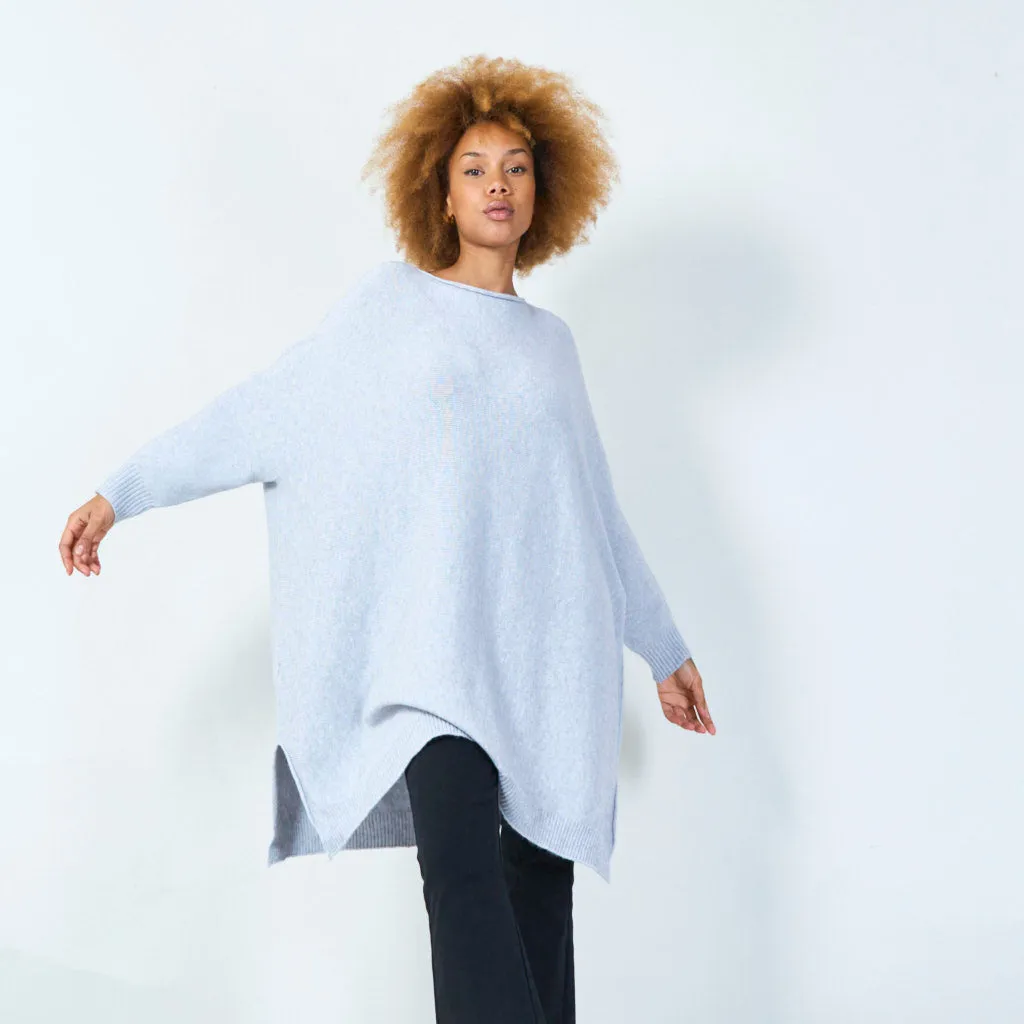 Long sleeve oversized knit tunic wholesale