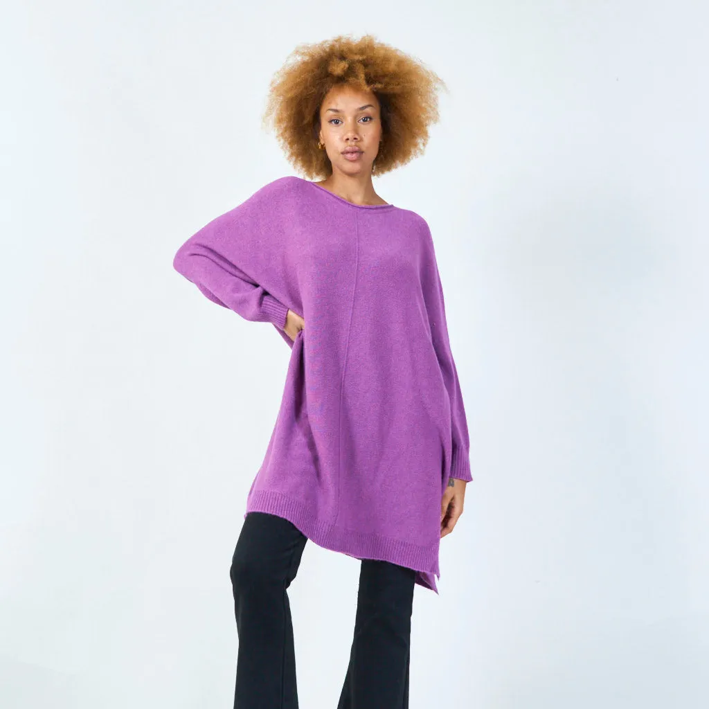 Long sleeve oversized knit tunic wholesale