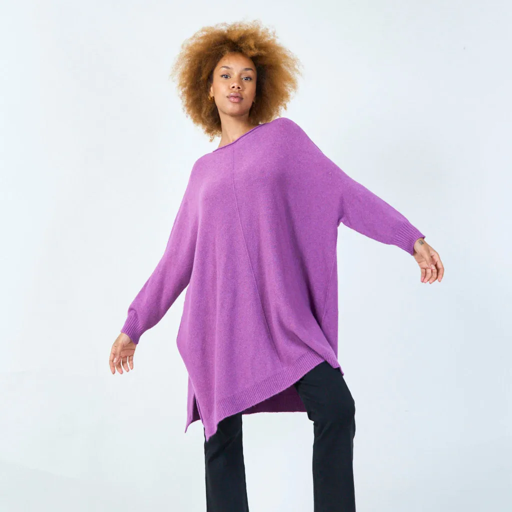 Long sleeve oversized knit tunic wholesale