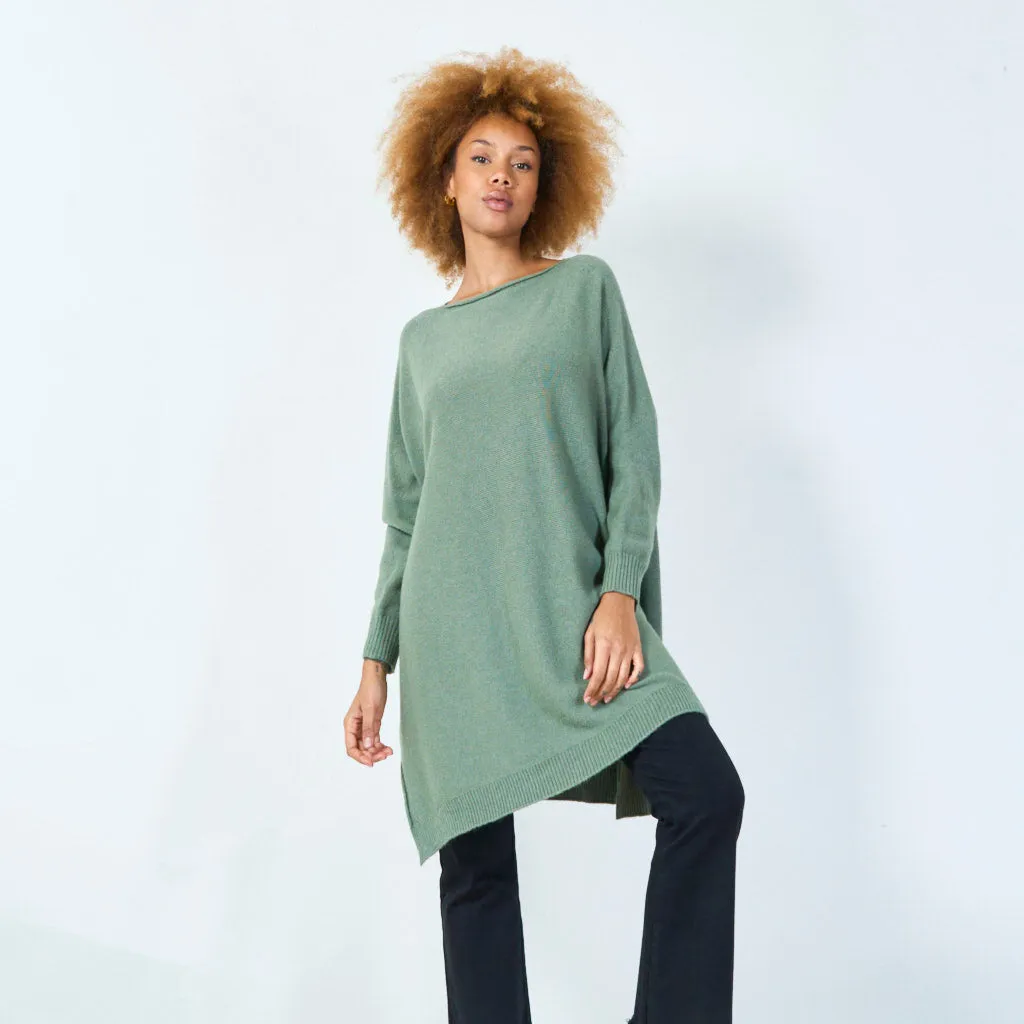 Long sleeve oversized knit tunic wholesale